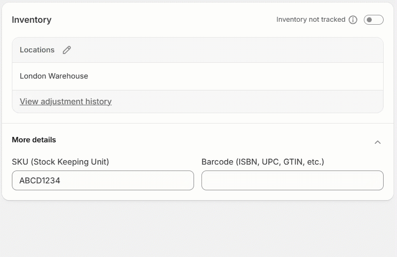 Enable the inventory tracking option in Shopify