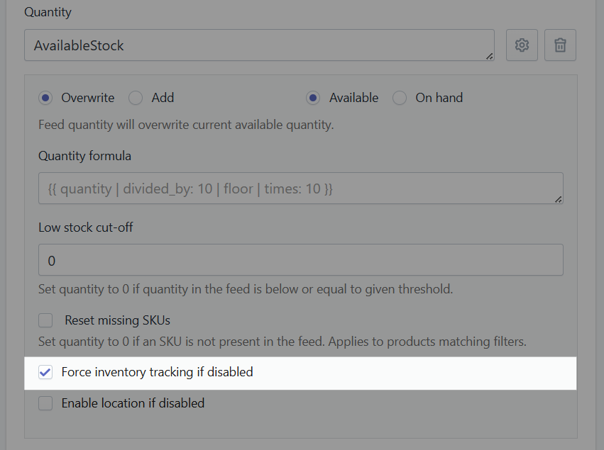 Force inventory tracking if disabled for processed variants