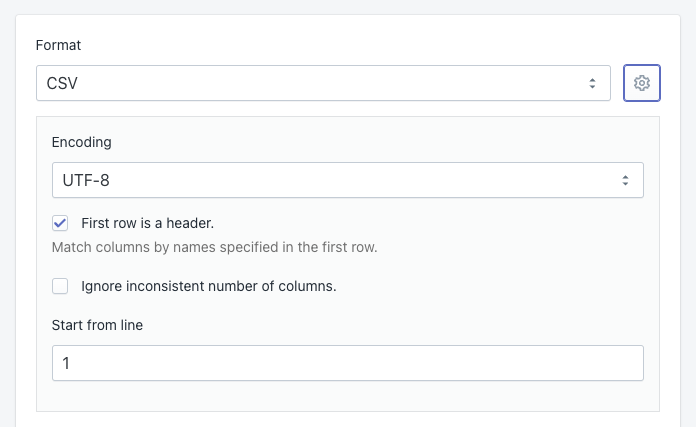 CSV settings