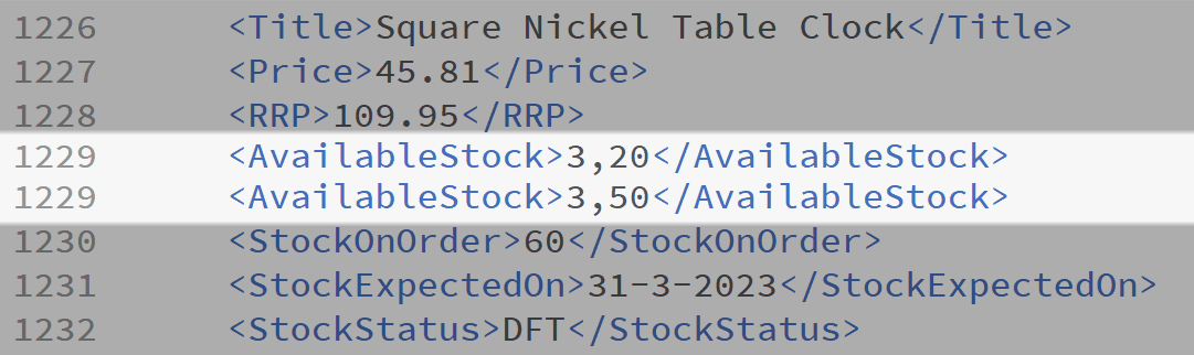 The notation with two decimal places that will be ingnored by Stockeo annotated