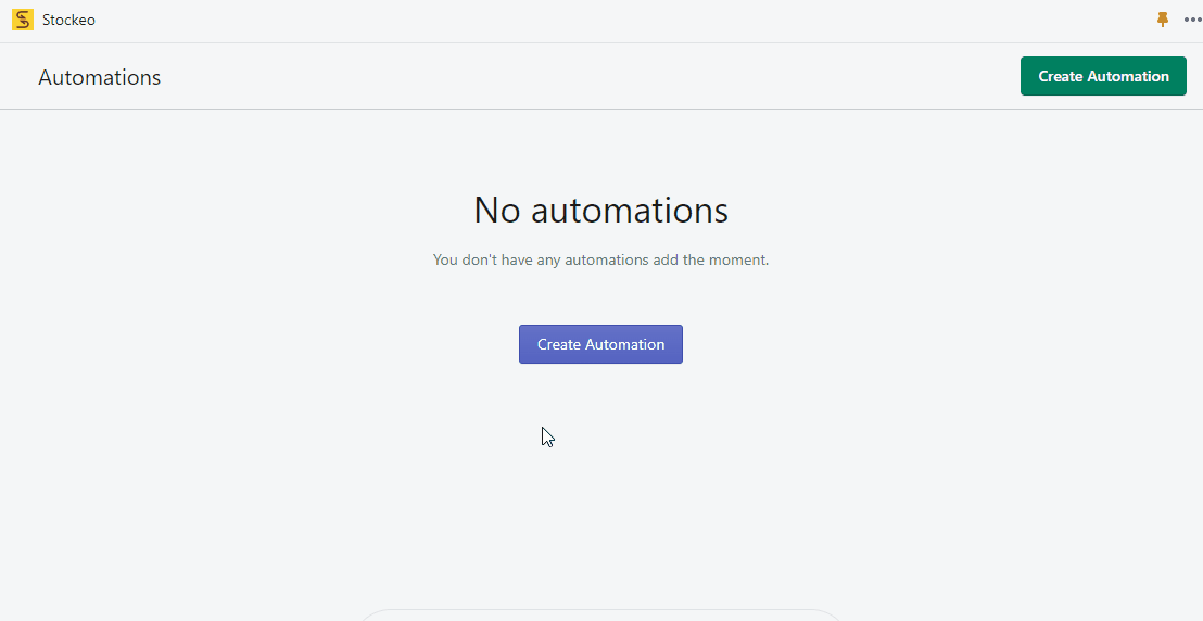 How to create new automation in Stockeo app for Shopify animated