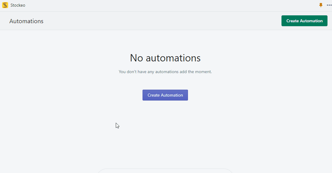 How to add a new Stockeo automation with the create processing mode animated