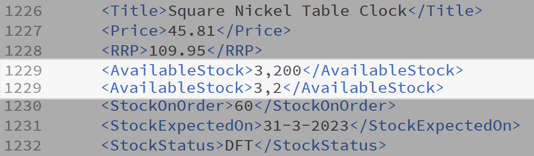 The notation with one or three decimal places that will be ingnored by Stockeo annotated